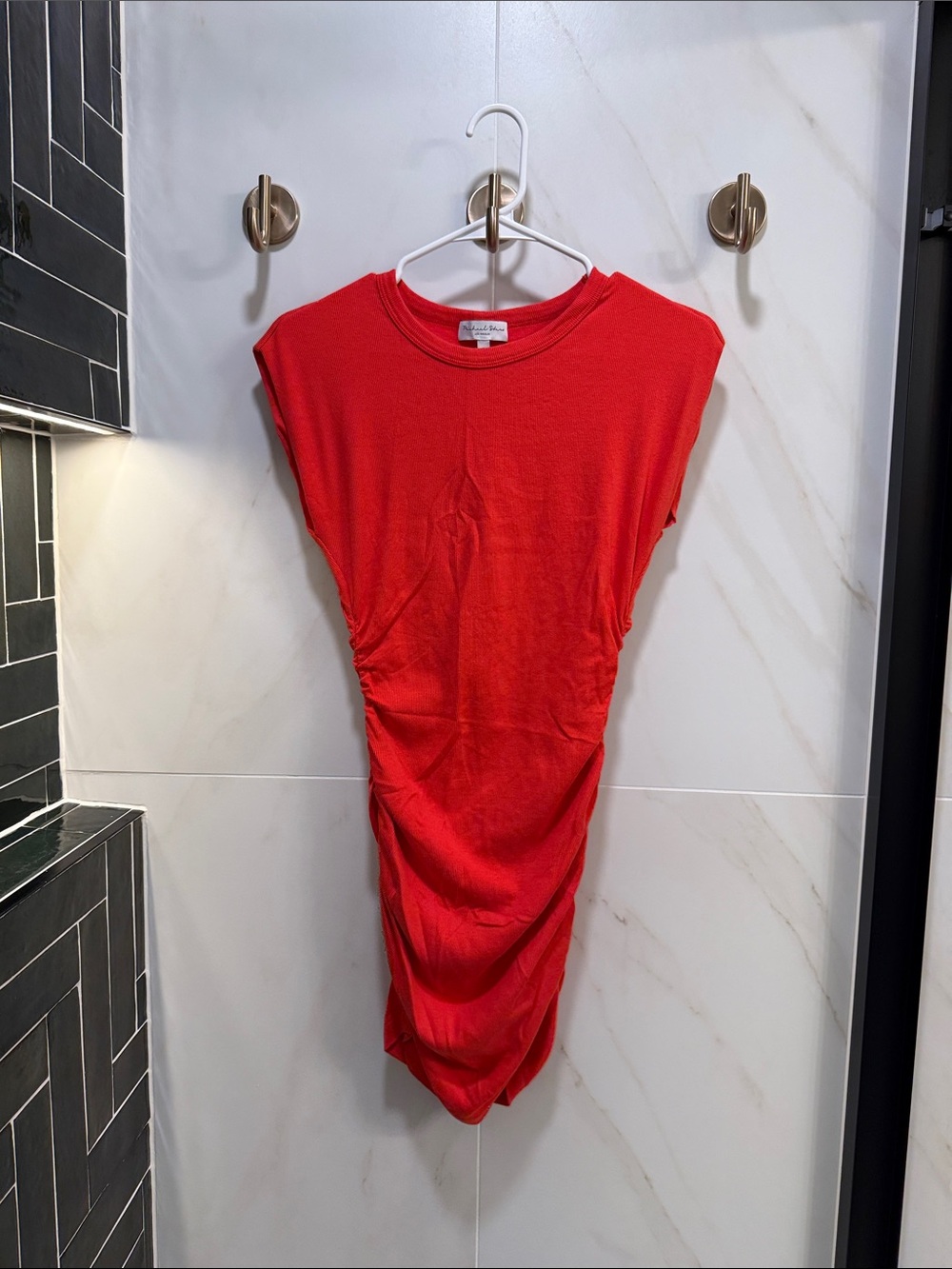 Michael Stars Vibrant Red Ruched Mini Dress